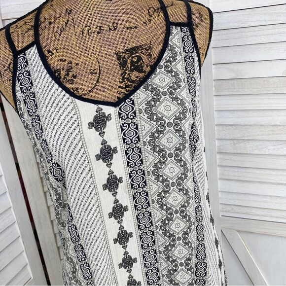 Earthbound Trading Co. Printed Mini Dress Black Tan Medium - Picture 5 of 13